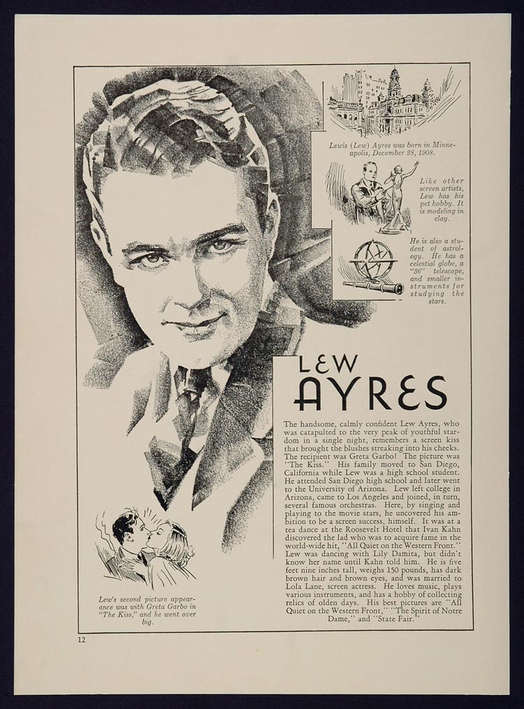 1933 George Arliss Lew Ayres Actor Film Star Print - ORIGINAL