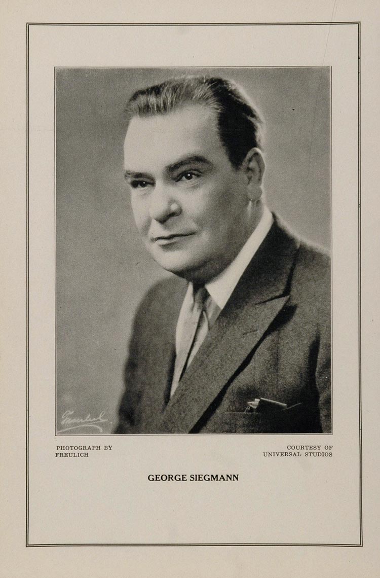 1927 Silent Film Star George Siegmann Universal Print - ORIGINAL ...