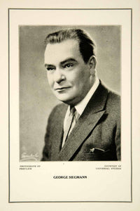 1927 Print George Siegmann Actor Silent Film Era Movie Motion Pictures Portrait