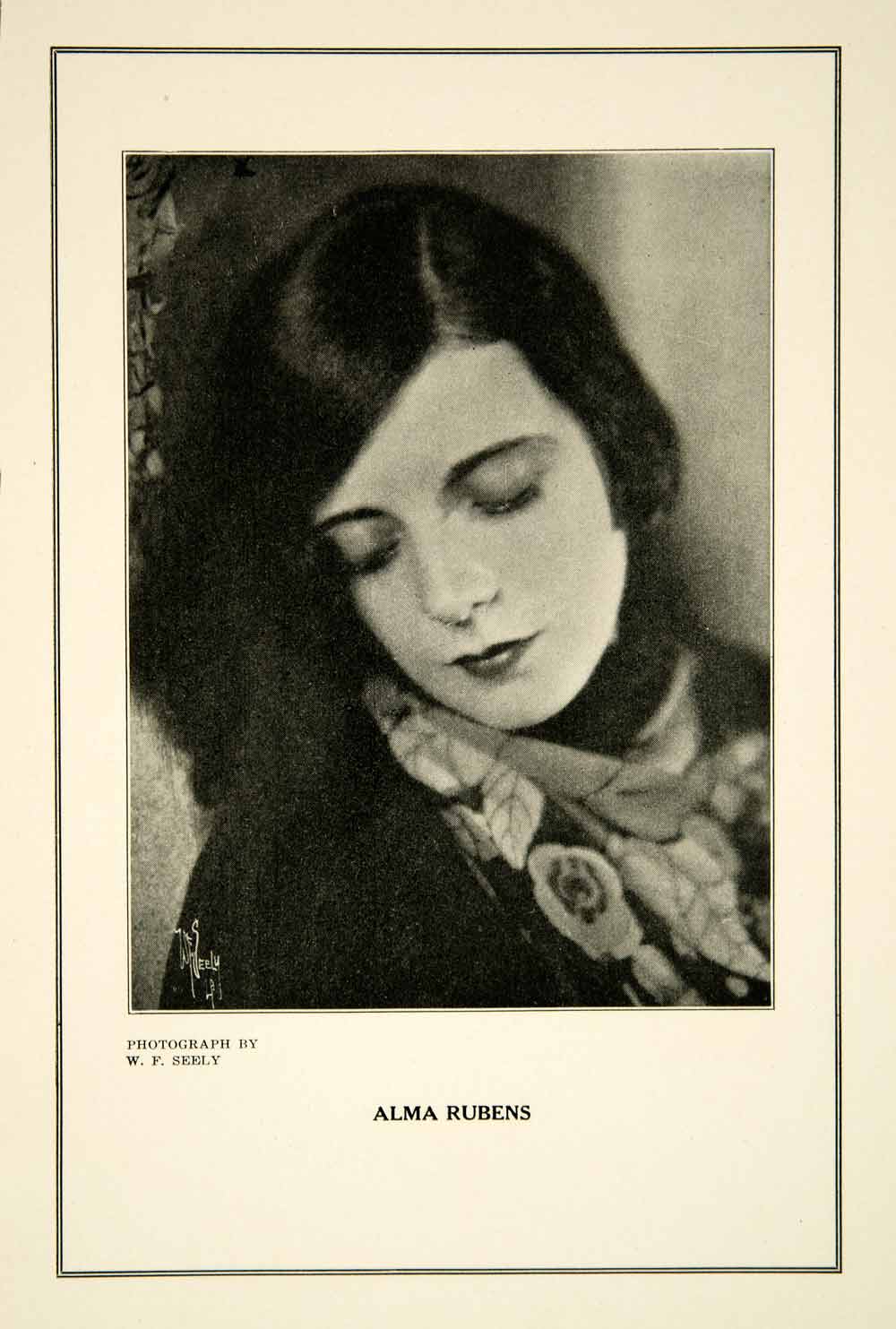 1927 Print Alma Rubens Actress Silent Film Movie Portrait Walter Frederick Seely