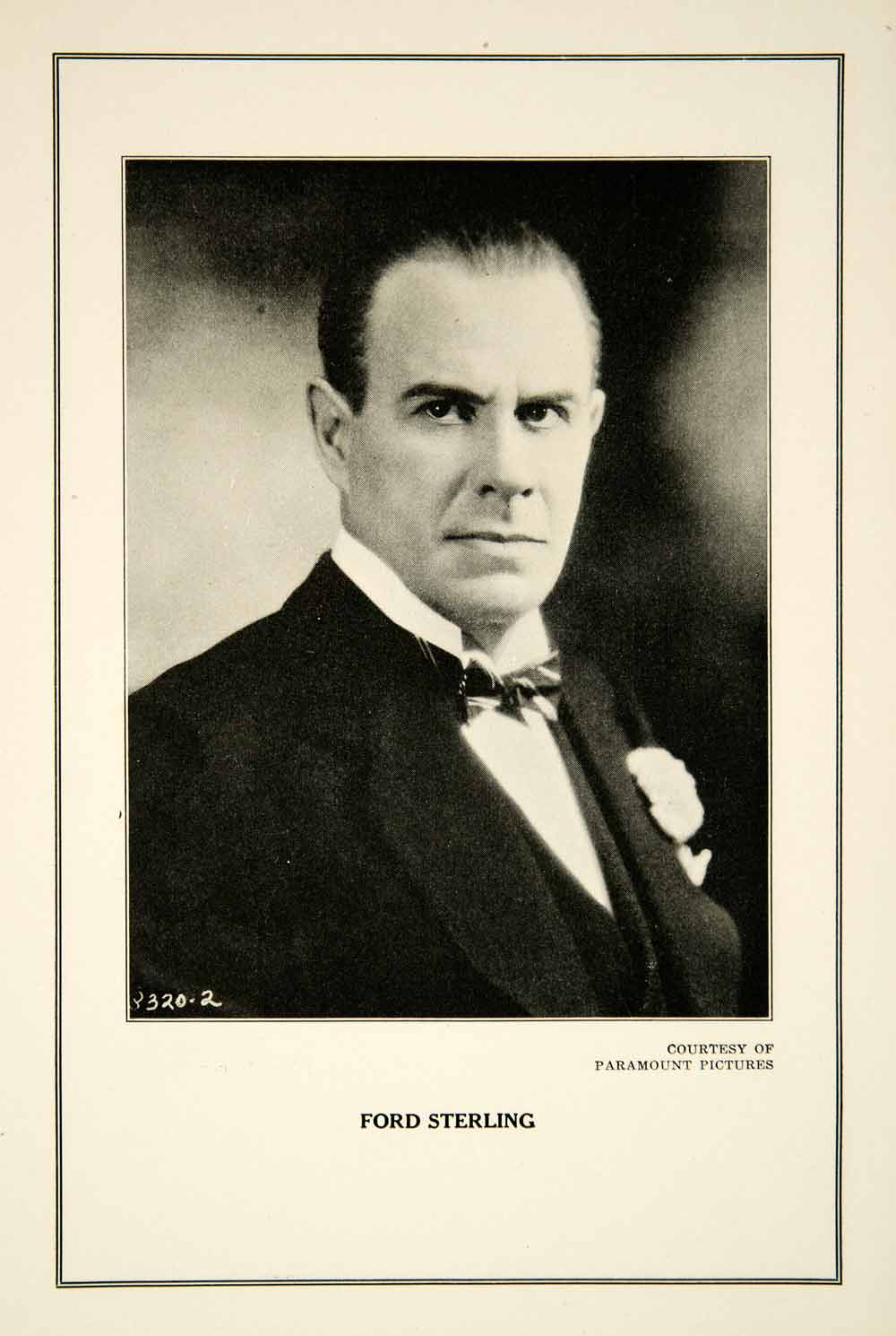 1927 Print Ford Sterling Actor Silent Film Movie Comedian Keystone Cops Portrait