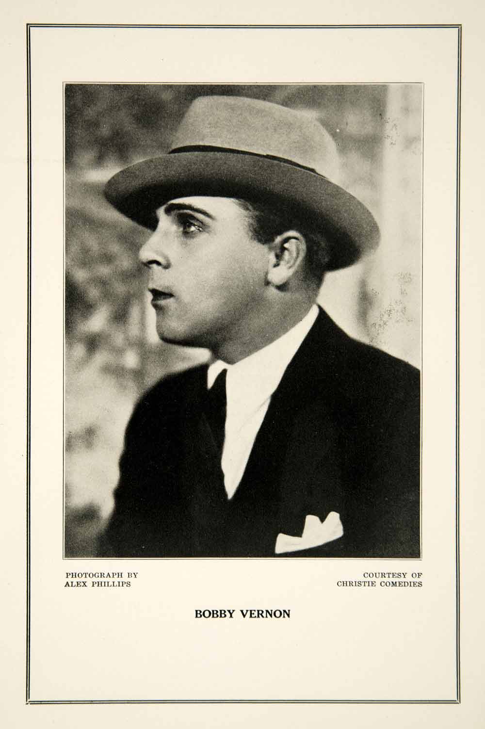1927 Print Bobby Vernon Silent Film Comedian Hollywood Portrait Alex Phillips