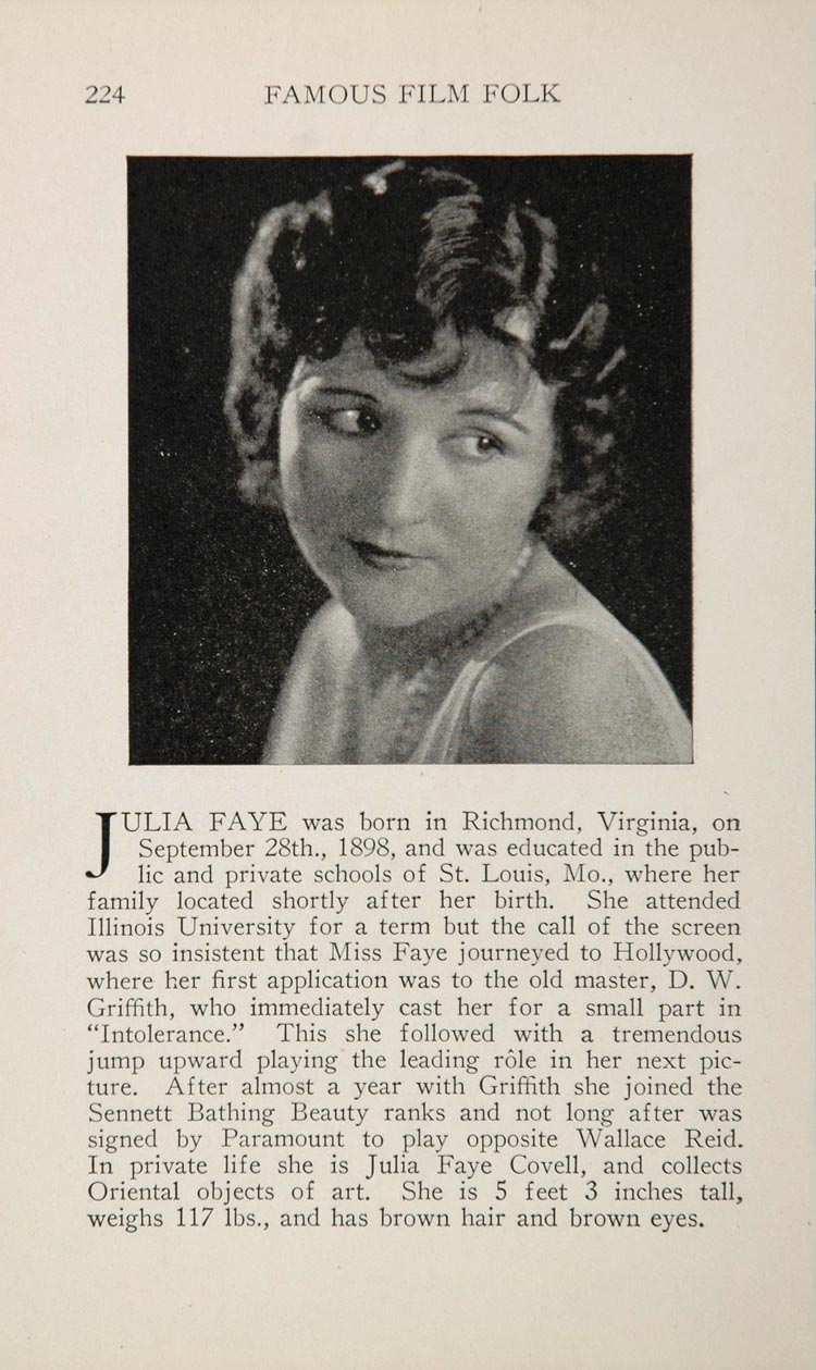 1925 Julia Faye Phyllis Haver Silent Film Movie Actor ORIGINAL HISTORIC IMAGE