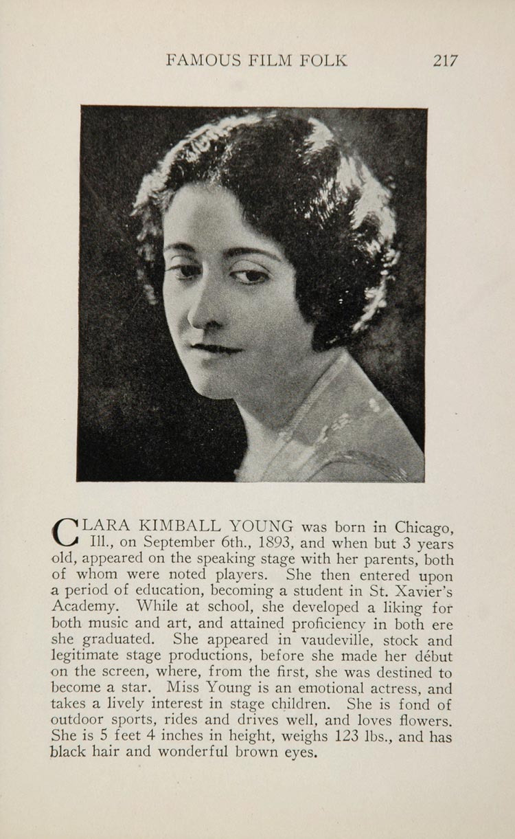 1925 Clara Kimball Young Bobby Vernon Silent Film Actor ORIGINAL HISTORIC IMAGE