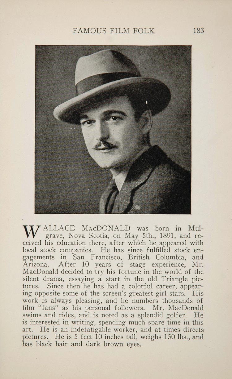 1925 Wallace MacDonald James Woods Morrison Film Actor ORIGINAL HISTORIC IMAGE