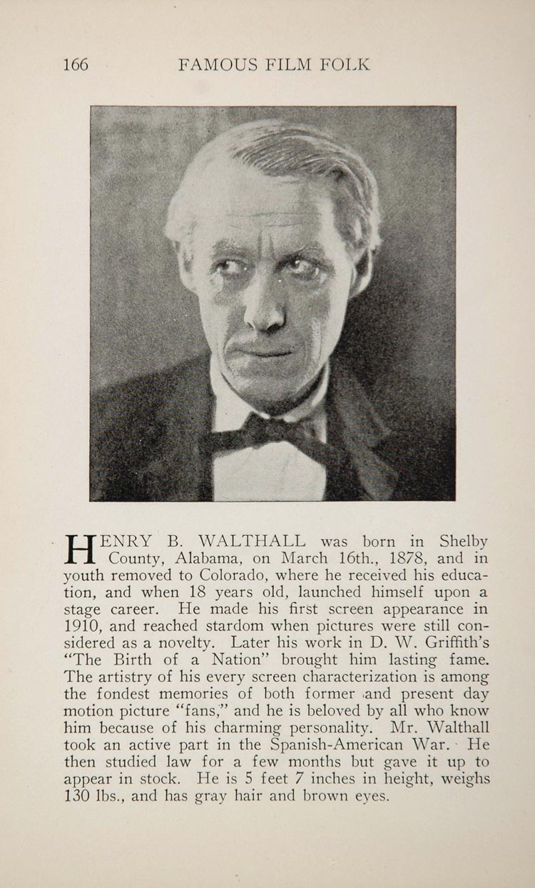 1925 Henry B. Walthall George Walsh Silent Film Actor ORIGINAL HISTORIC IMAGE