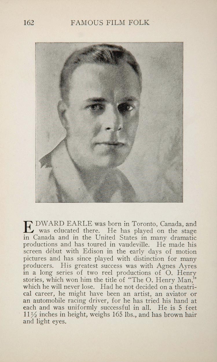 1925 Edward Earle Edna Murphy Silent Film Movie Actor ORIGINAL HISTORIC IMAGE