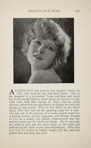 1925 Allene Ray Ethel Grey Terry Silent Film Actor - ORIGINAL HISTORIC IMAGE