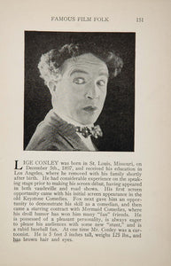 1925 Lige Conley Comedy Edith Roberts Silent Film Actor ORIGINAL HISTORIC IMAGE