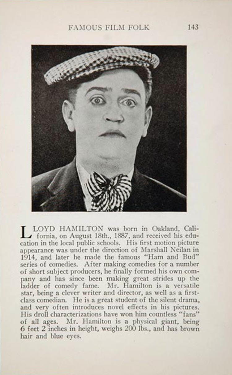 1925 Lloyd Hamilton Comedian Robert Agnew Film Actor - ORIGINAL HISTORIC IMAGE