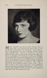 1925 Mary Alden Warner Baxter Silent Film Movie Actress Biography Screen