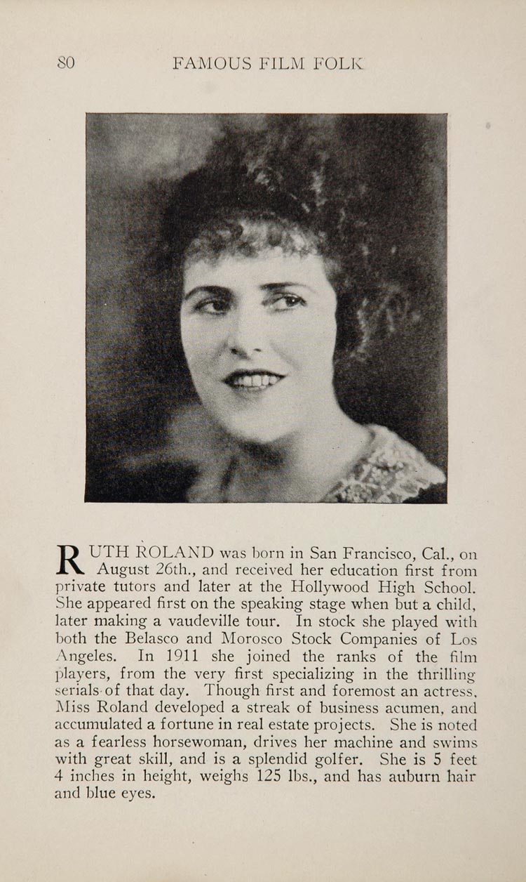 1925 Ruth Roland Cullen Landis Silent Film Movie Actor ORIGINAL HISTORIC IMAGE