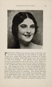 1925 Priscilla Dean Theodore Roberts Silent Film Actor ORIGINAL HISTORIC IMAGE