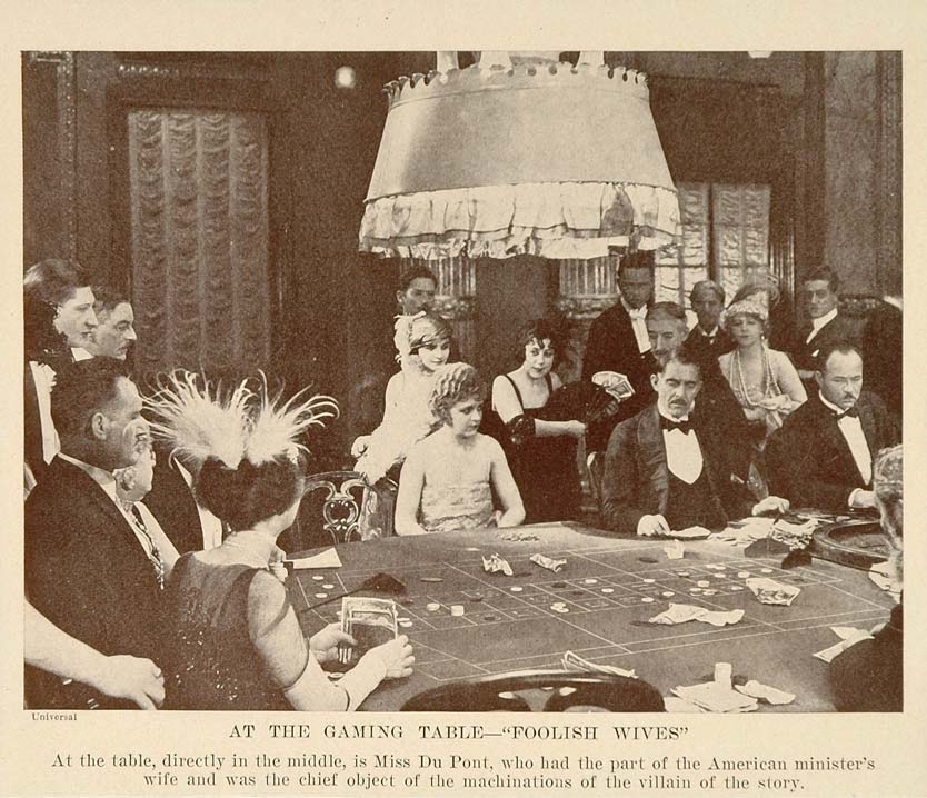 1927 Print Film Scene Foolish Wives Gambling Table - ORIGINAL