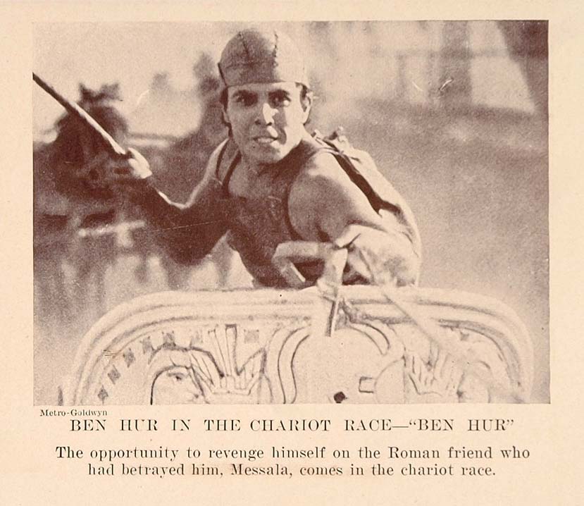 1927 Print Film Scene Chariot Race Ben Hur Novarro - ORIGINAL