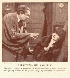 1927 Print Silent Film Scene Magician Hypnotism Magic - ORIGINAL - Period Paper

