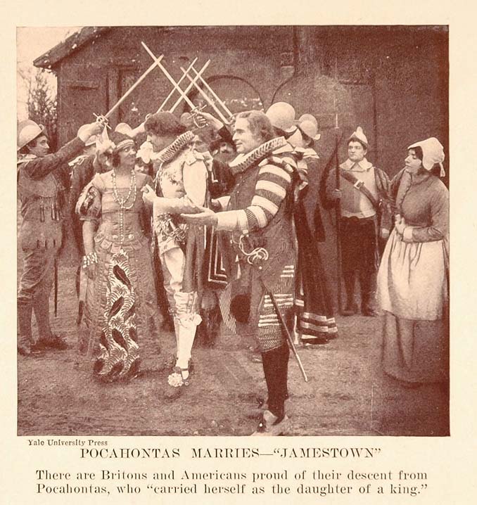 1927 Print Silent Film Scene Jamestown Pocahontas Bride - ORIGINAL