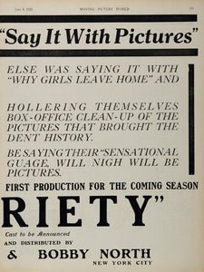 1922 Ad Notoriety Silent Film William Nigh Director - ORIGINAL SILENT