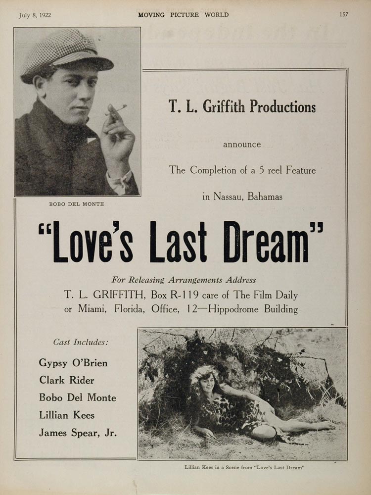 1922 Ad Silent Film Love's Last Dream Bobo Del Monte - ORIGINAL SILENT