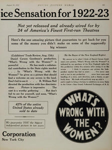 1922 Ad Silent Film What's Wrong With the Women Equity - ORIGINAL SILENT