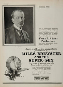 1922 Ad Silent Film The Deerslayer Miles Brewster Movie - ORIGINAL SILENT