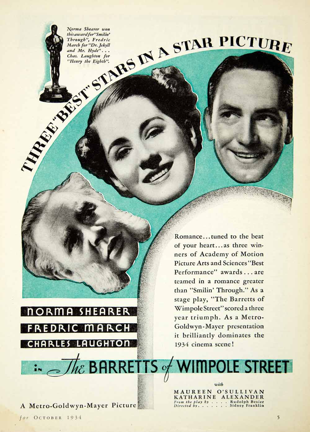 1934 Ad Barretts Wimpole Street Norma Shearer Frederic March Charles SILV1