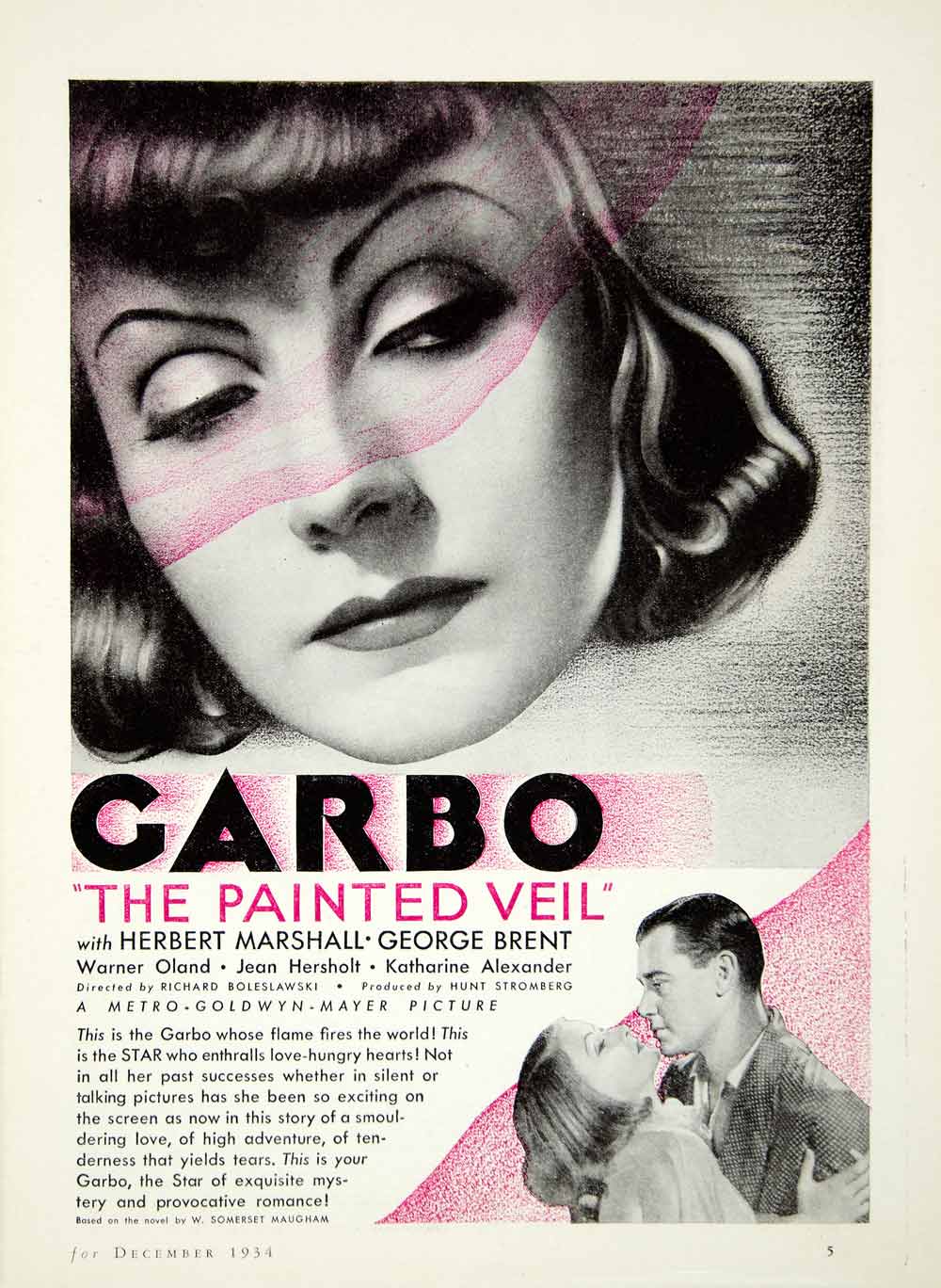 1934 Ad Painted Veil Movie Film Garbo Herbert Marshall George Brent SILV1