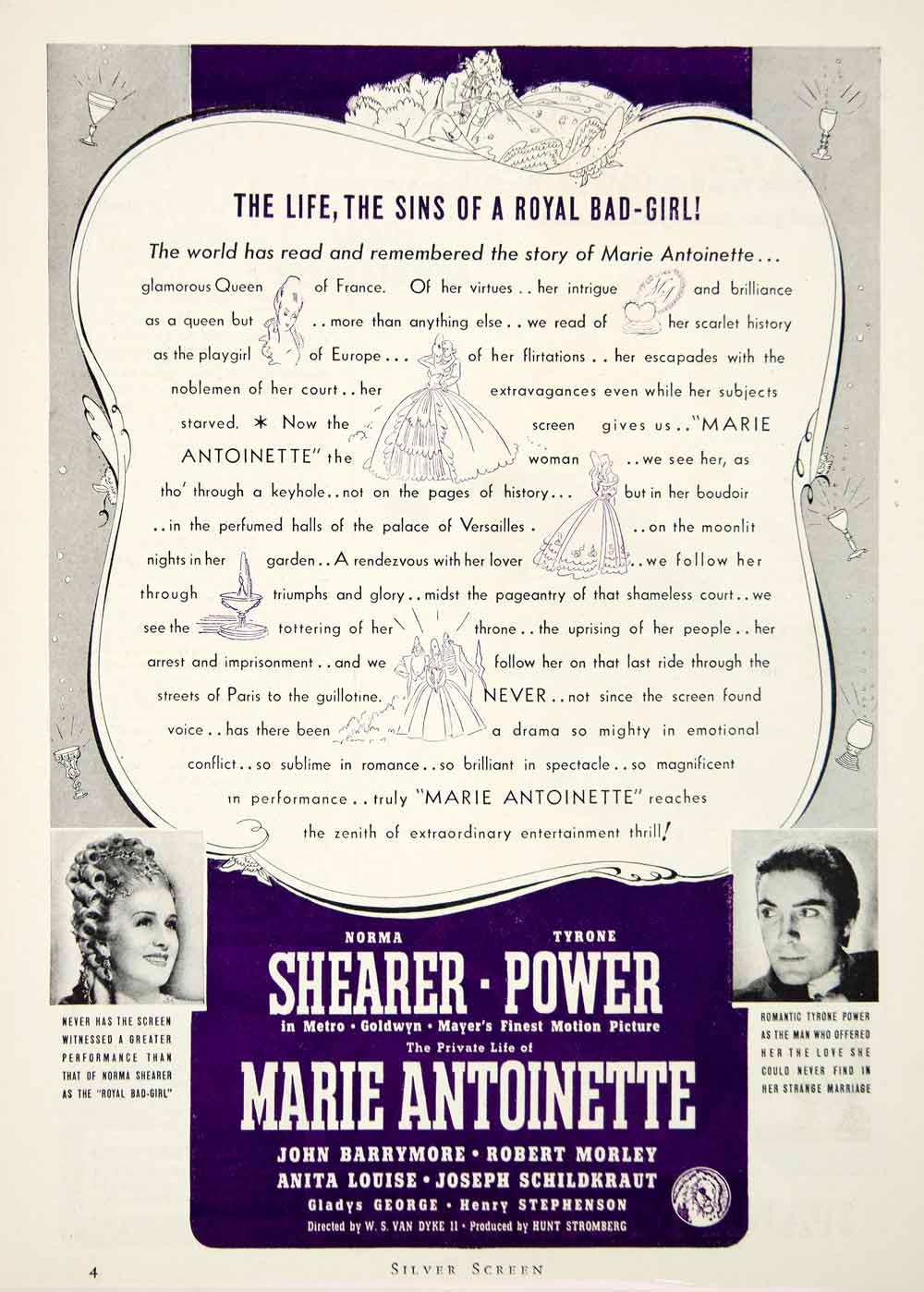1938 Ad Private Life Marie Antionette Royalty Movie Film John Barrymore SILV1