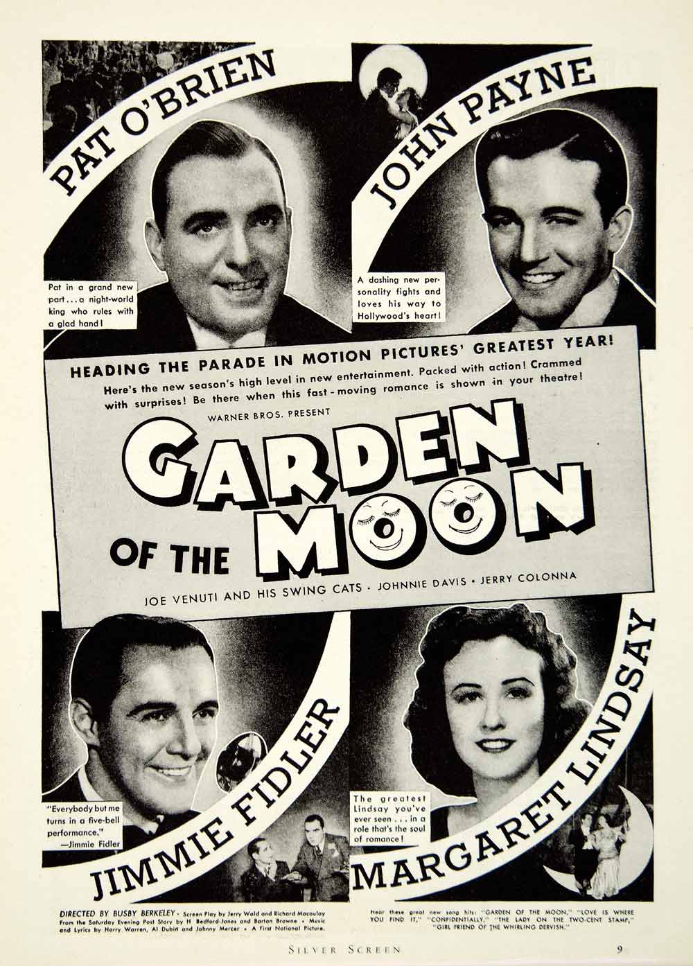 1938 Ad Movie Film Garden Moon Pat O'Brien John Payne Jimmie Fidler SILV1