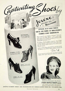 1938 Ad Jolene Shoes Hollywood Shirley Ross Fashion Paramount Tober-Saifer SILV1
