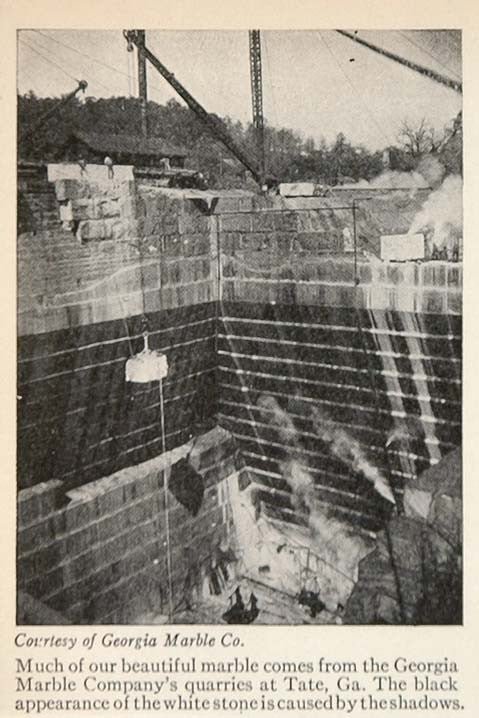 1928 Print Georgia Marble Company Tate Rock Quarry - ORIGINAL HISTORIC IMAGE SKY - Period Paper
