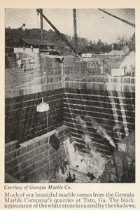 1928 Print Georgia Marble Company Tate Rock Quarry - ORIGINAL HISTORIC IMAGE SKY - Period Paper
