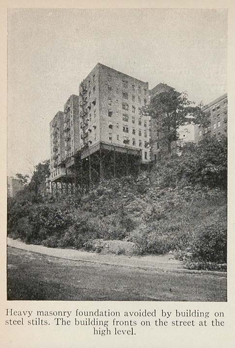 1928 Print Building Steel Stilt Foundation Construction ORIGINAL HISTORIC SKY