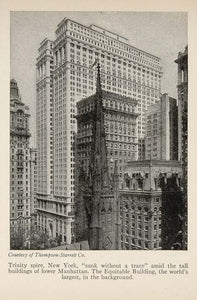 1928 Trinity Spire Equitable Building Skyscraper NYC - ORIGINAL HISTORIC SKY