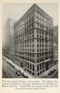 1928 Print Home Insurance Building Chicago Skyscraper ORIGINAL HISTORIC SKY