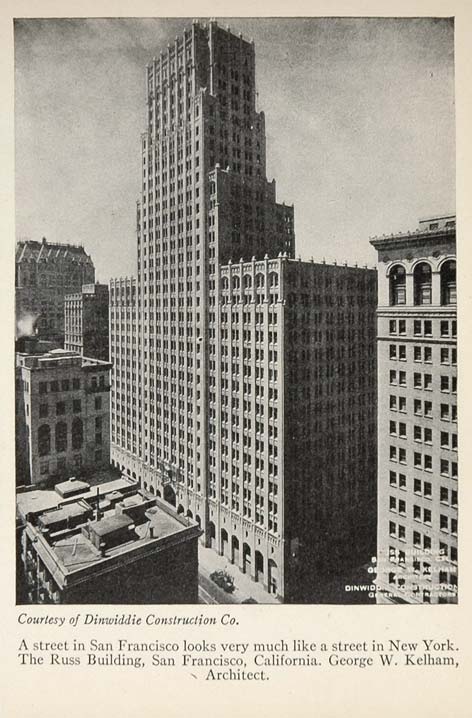 1928 Print Russ Building San Francisco George W. Kelham ORIGINAL HISTO ...