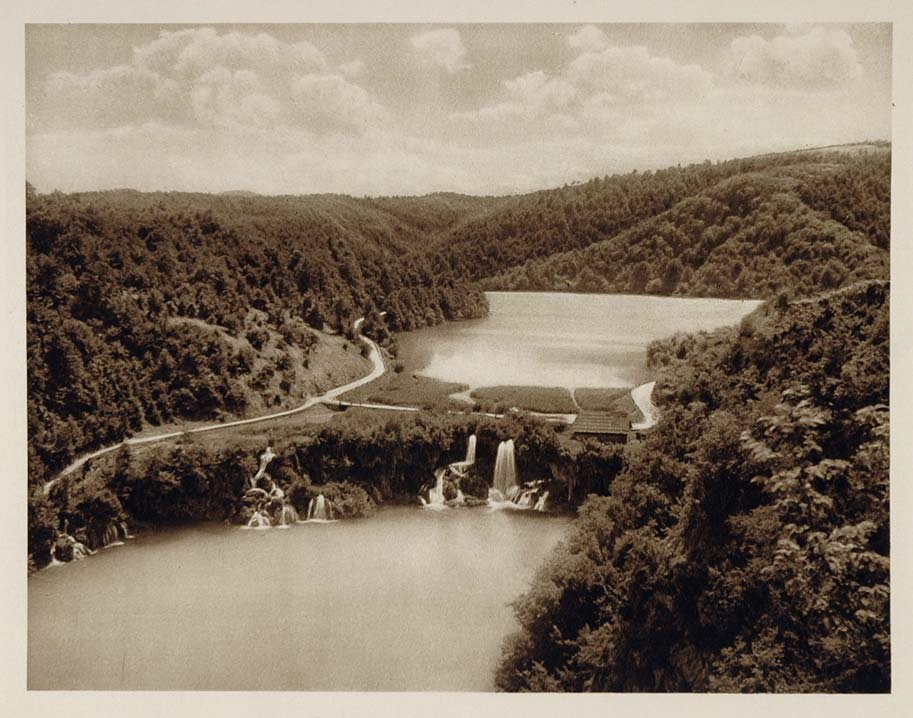 1926 Plitvice Lakes Croatia Waterfall Photogravure NICE - ORIGINAL SLAV1