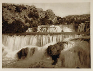1926 Krka River Waterfalls Falls Slovania Photogravure - ORIGINAL SLAV1