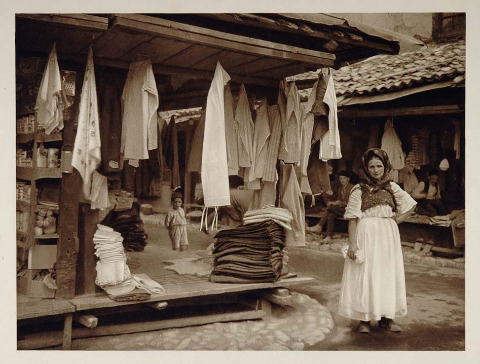 1926 Sarajevo Market Bazaar Bosnia and Herzegovina - ORIGINAL PHOTOGRAVURE SLAV1
