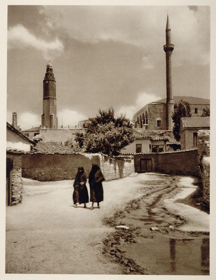 1926 Street Scene Uskub Skopje Macedonia Photogravure - ORIGINAL SLAV1