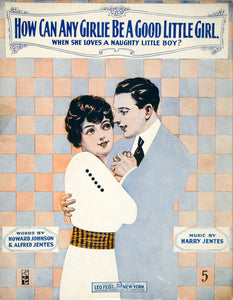 1917 Sheet Music Howard Johnson Alfred Jentes Harry Girlie Good Naughty Boy SM3