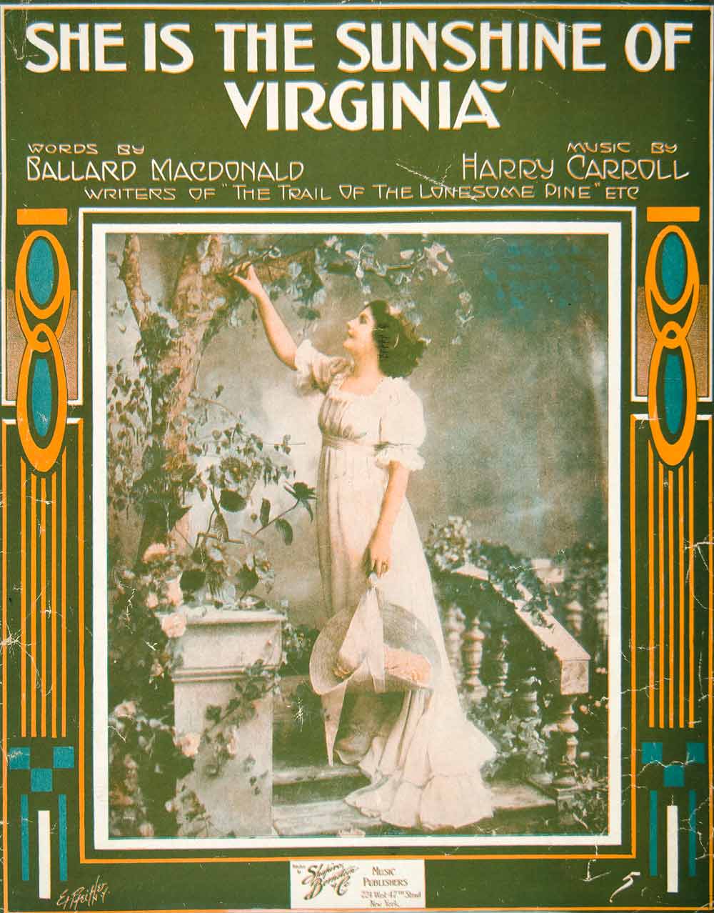 1916 Sheet Music Sunshine Virginia Ballard MacDonald Harry Carroll Art SM3