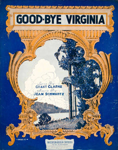 1914 Sheet Music Goodbye Virginia Grant Clarke Jean Schwartz Frame Art SM3