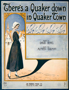1916 Quaker Town David Berg Solman Art Nouveau Sheet Music Song Andre De SM3
