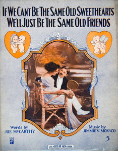 1915 Sweethearts Love Romance Cherubs Sheet Music Song Orange Blue Joe SM3