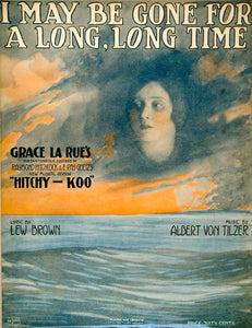 1917 Sheet Music Andre De Takacs Art Nouveau Gone Long Time Ocean Grace La SM3