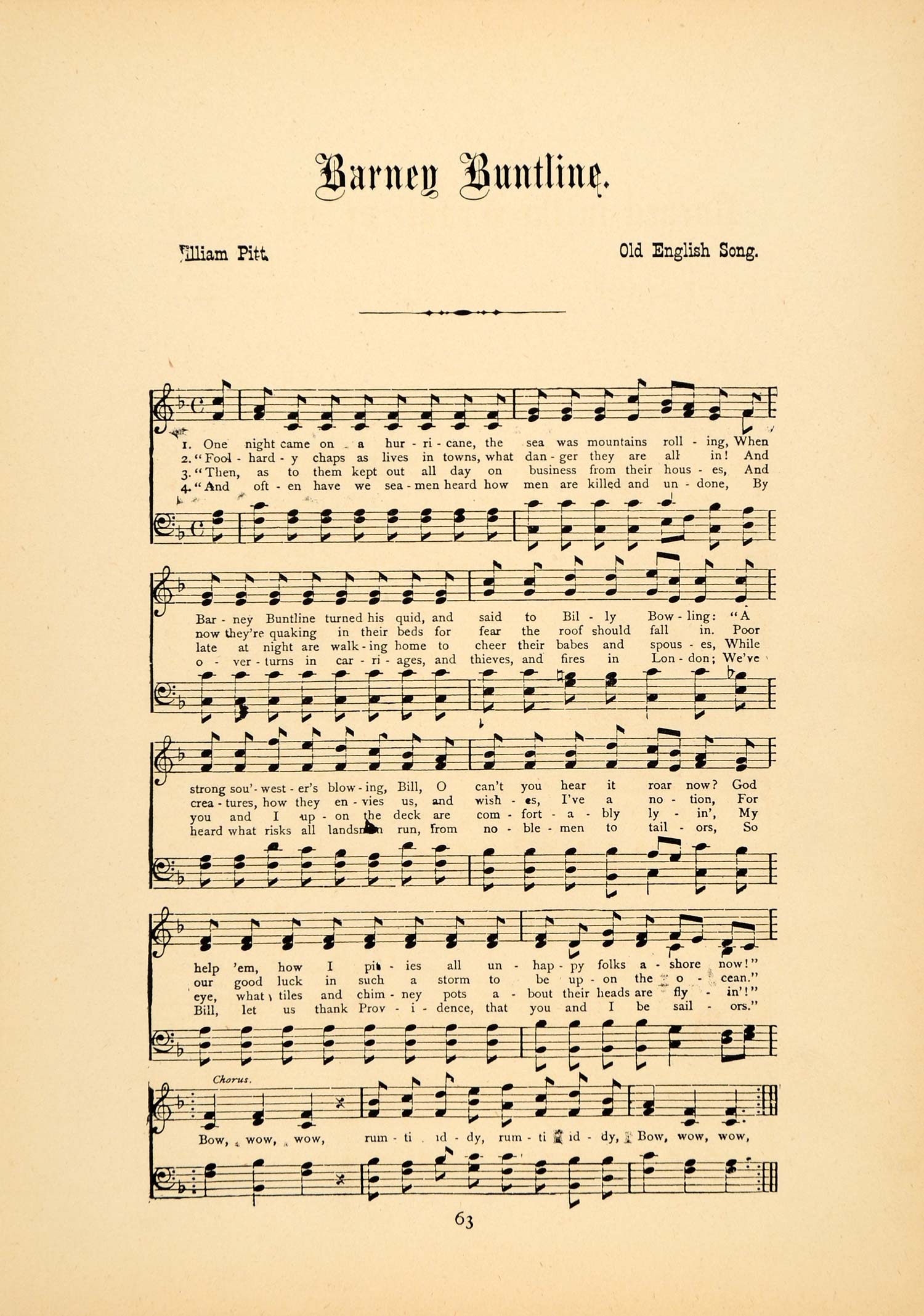 1894 Barney Buntline William Pitt English Song Music - ORIGINAL HISTORIC SND1