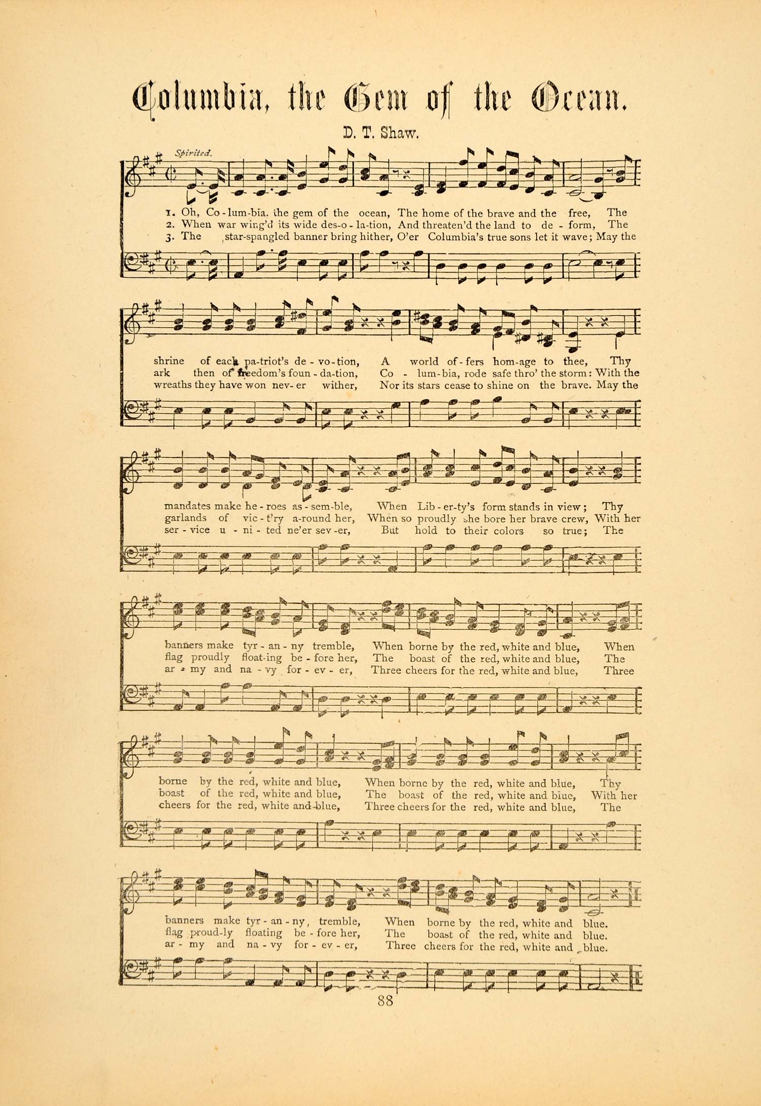 1894 Columbia Gem of the Ocean David T. Shaw Song Music ORIGINAL HISTORIC SND1
