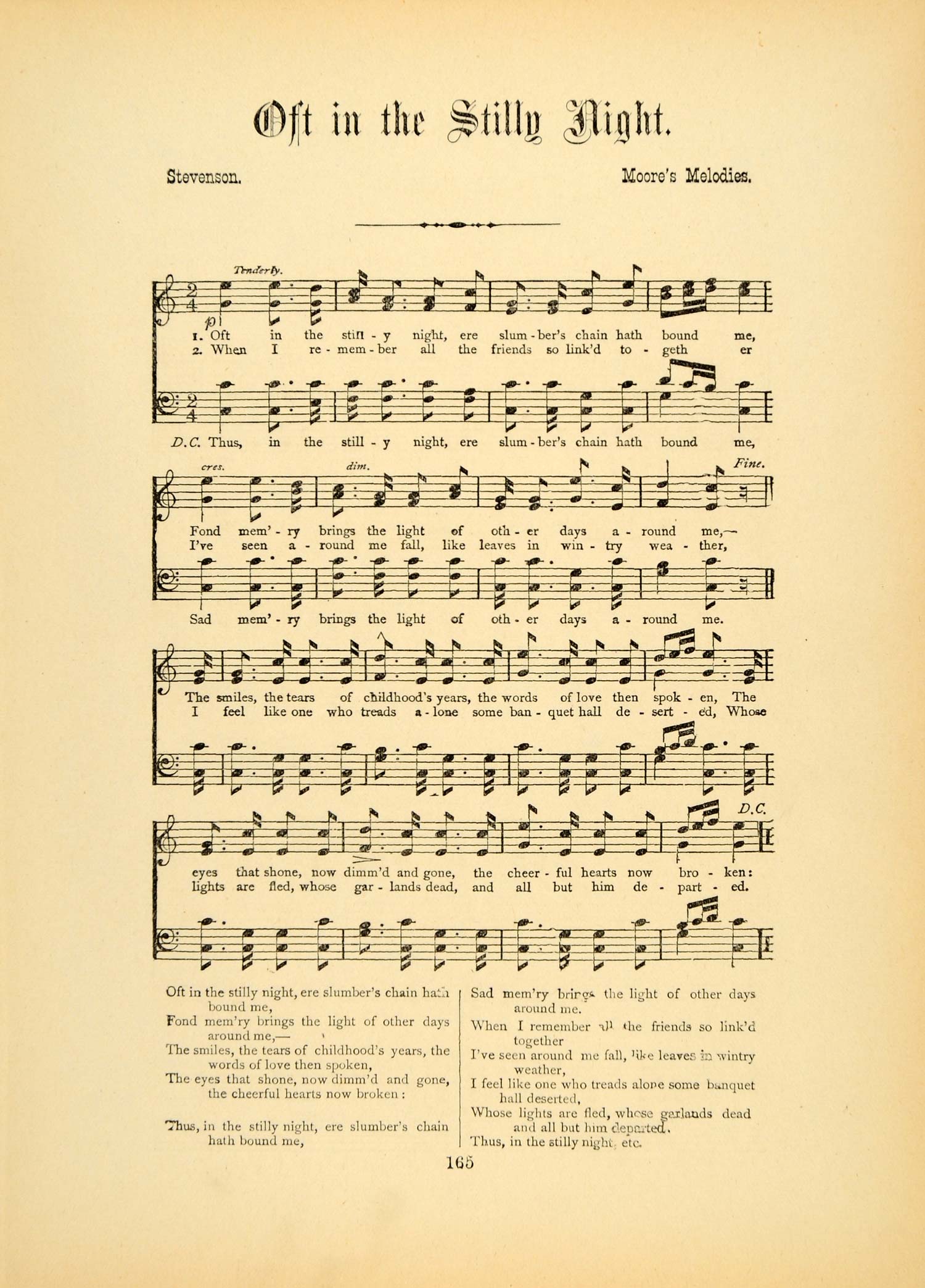 1894 Oft in the Stilly Night Song Sheet Music Scotland ORIGINAL HISTORIC SND1