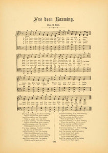 1894 I've Been Roaming Charles E. Horn Song Sheet Music ORIGINAL HISTORIC SND1